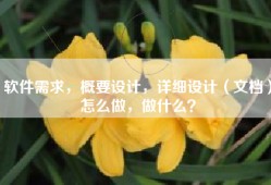 软件需求，概要设计，详细设计（文档）怎么做，做什么？